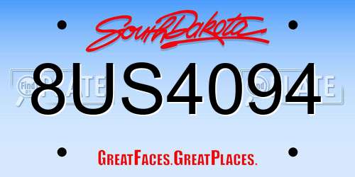 8US4094 South Dakota License Plate