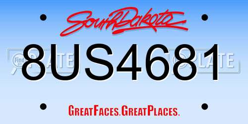 8US4681 South Dakota License Plate