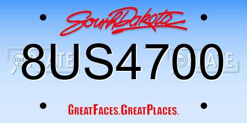 8US4700 South Dakota License Plate