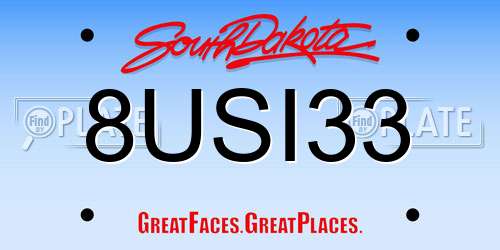 8USI33 South Dakota License Plate