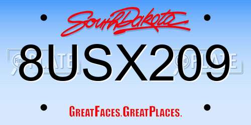 8USX209 South Dakota License Plate
