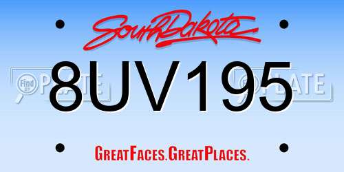 8UV195 South Dakota License Plate
