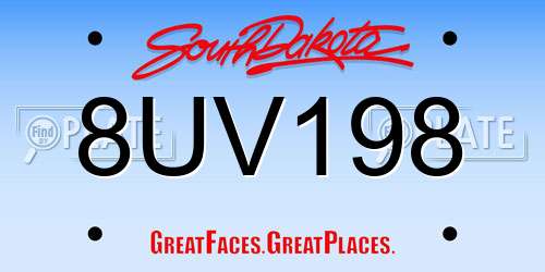 8UV198 South Dakota License Plate
