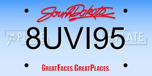 8UVI95 South Dakota License Plate