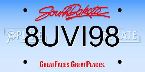 8UVI98 South Dakota License Plate