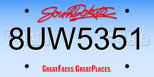 8UW5351 South Dakota License Plate