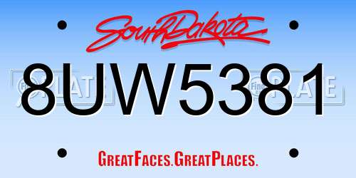 8UW5381 South Dakota License Plate