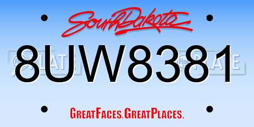 8UW8381 South Dakota License Plate
