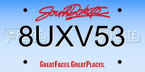 8UXV53 South Dakota License Plate