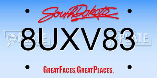 8UXV83 South Dakota License Plate