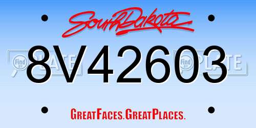8V42603 South Dakota License Plate