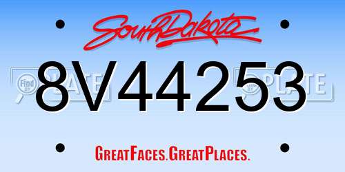 8V44253 South Dakota License Plate