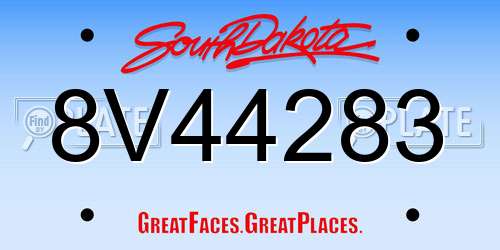 8V44283 South Dakota License Plate