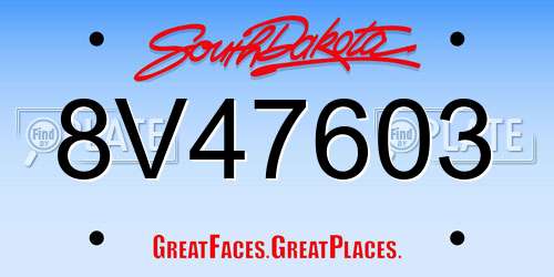 8V47603 South Dakota License Plate