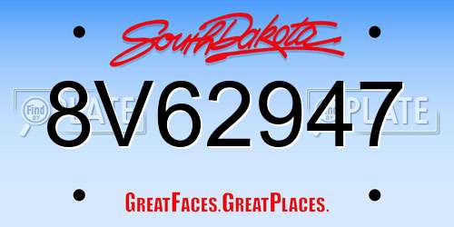 8V62947 South Dakota License Plate