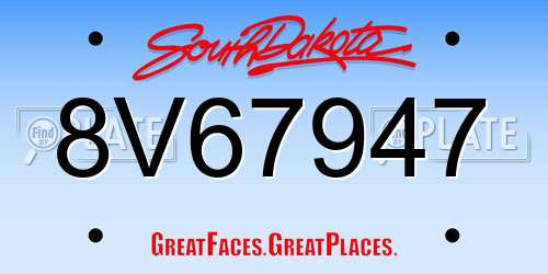 8V67947 South Dakota License Plate
