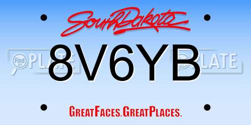 8V6YB South Dakota License Plate
