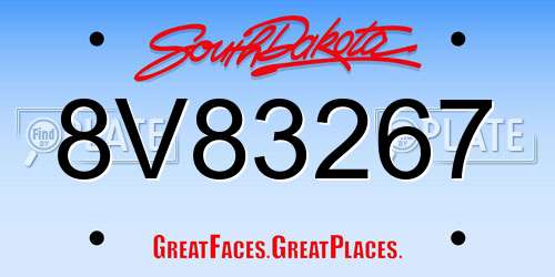8V83267 South Dakota License Plate