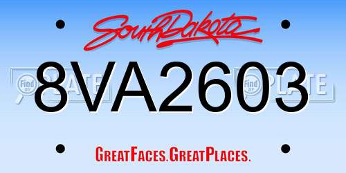 8VA2603 South Dakota License Plate