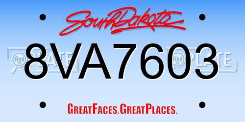 8VA7603 South Dakota License Plate