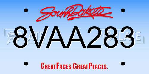 8VAA283 South Dakota License Plate