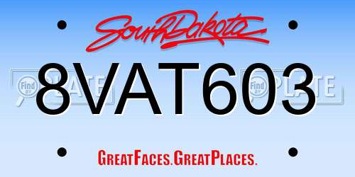 8VAT603 South Dakota License Plate