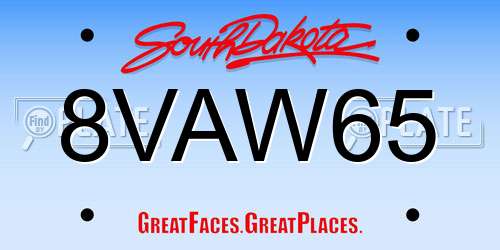 8VAW65 South Dakota License Plate