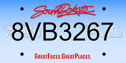 8VB3267 South Dakota License Plate