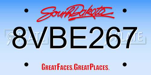 8VBE267 South Dakota License Plate