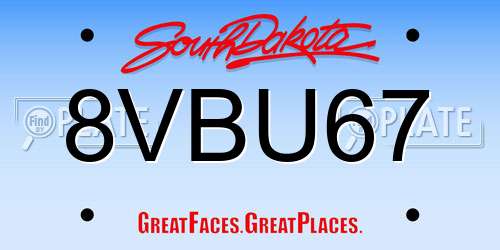 8VBU67 South Dakota License Plate