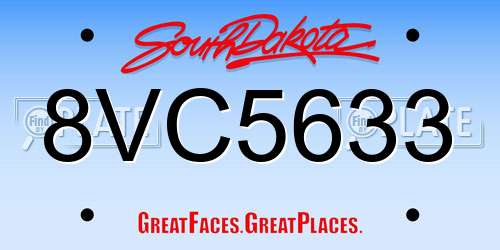 8VC5633 South Dakota License Plate