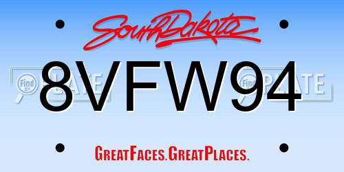 8VFW94 South Dakota License Plate