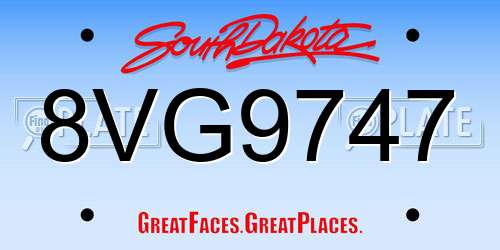 8VG9747 South Dakota License Plate