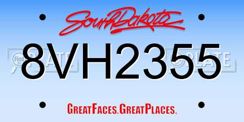 8VH2355 South Dakota License Plate