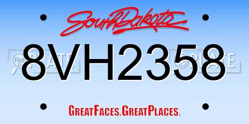 8VH2358 South Dakota License Plate