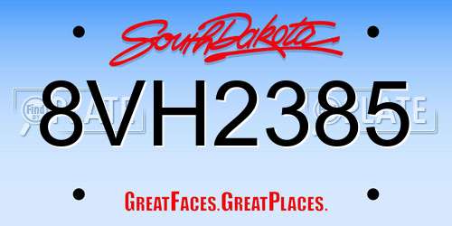 8VH2385 South Dakota License Plate