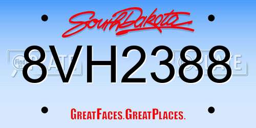 8VH2388 South Dakota License Plate