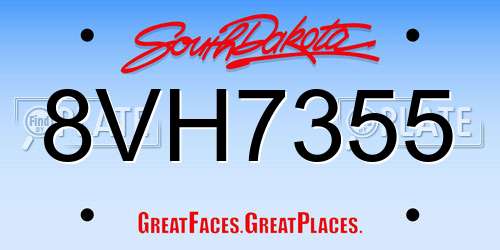 8VH7355 South Dakota License Plate