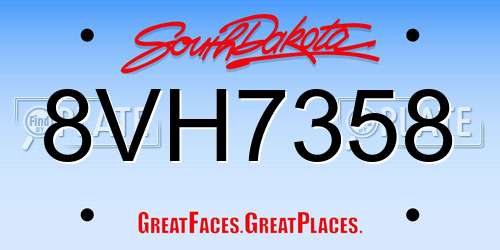 8VH7358 South Dakota License Plate