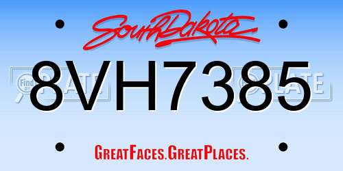 8VH7385 South Dakota License Plate
