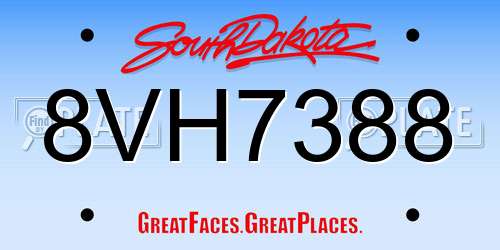 8VH7388 South Dakota License Plate