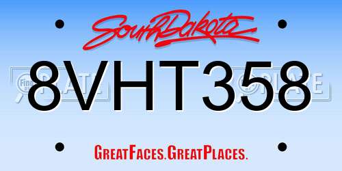 8VHT358 South Dakota License Plate