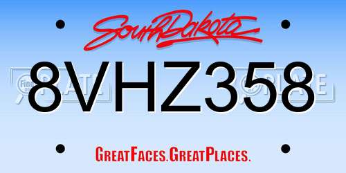 8VHZ358 South Dakota License Plate