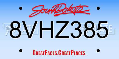8VHZ385 South Dakota License Plate