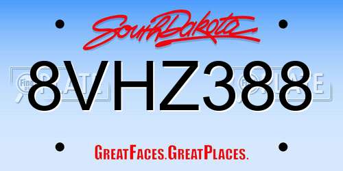 8VHZ388 South Dakota License Plate
