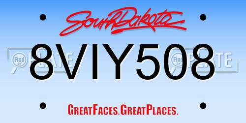 8VIY508 South Dakota License Plate