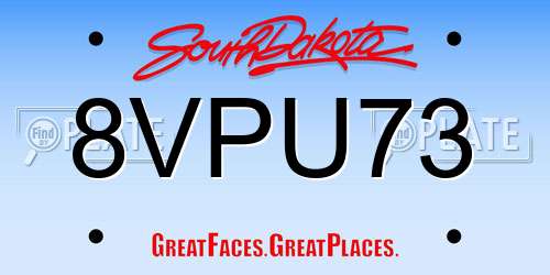 8VPU73 South Dakota License Plate