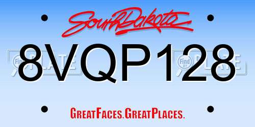 8VQP128 South Dakota License Plate