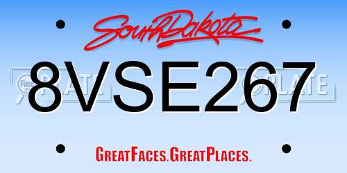 8VSE267 South Dakota License Plate