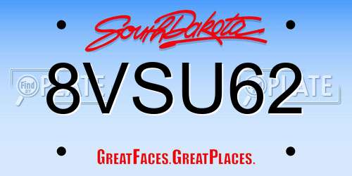 8VSU62 South Dakota License Plate